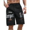 image:imageFloerns Mens Y2k Graphic Print Bermuda Jorts Grunge Distressed Denim Jean ShortsBlack