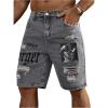 image:imageFloerns Mens Y2k Graphic Print Bermuda Jorts Grunge Distressed Denim Jean ShortsGrey