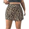 image:imageFloerns Womens Plus Size Asymmetrical Skorts High Waisted Skirts ShortsBrown Leopard