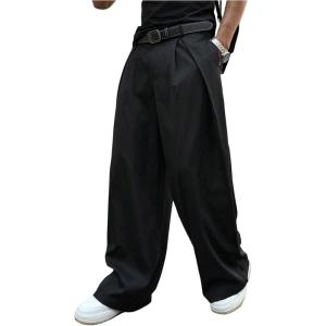 image:imageFloerns Mens Baggy Wide Leg Pants Business Loose Pleated Casual Trousers with PocketBlack