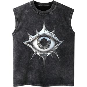 image:imageFloerns Mens Eye Graphic Crew Neck Tank Top Sleeveless Punk Casual Shirt TopsBlack Multi