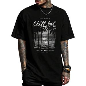 image:imageFloerns Mens Graphic Tees Short Sleeve Letter Print Crewneck Summer T ShirtsBlack
