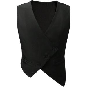 image:imageFloerns Mens Sleeveless Work Tank Tops Button Asymmetrical Hem V Neck Casual Tank ShirtsBlack