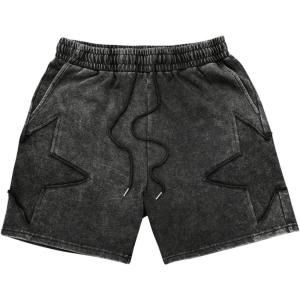 image:imageFloerns Mens Star Print Drawstring Waist Summer Track Shorts with Pocket Black Small Black XLarge