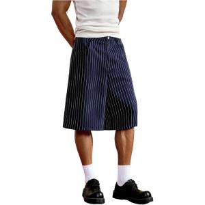 image:imageFloerns Mens Striped Straight Leg Shorts Business Dressy Casual Shorts Whit PocketBlack and White