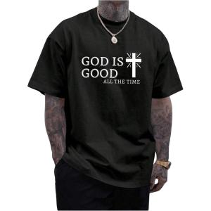 image:imageFloerns Mens Summer Christian Cross Graphic Print Short Sleeve Jesus T Shirts Crewneck Tee TopsBlack