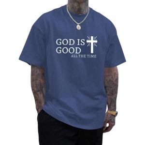 image:imageFloerns Mens Summer Christian Cross Graphic Print Short Sleeve Jesus T Shirts Crewneck Tee TopsDusty Blue