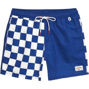 image:imageFloerns Mens Swim Trunks Checkered Print Drawstring Waist Summer Board Shorts with PocketsBlue