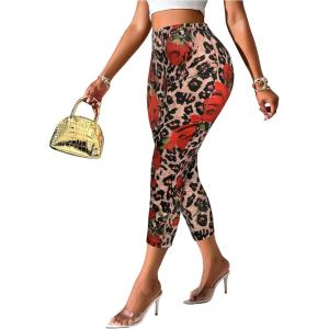 image:imageFloerns Womens Cheetah Leggings Yoga Tummy Control Workout Running Cropped LeggingsBrown Floral