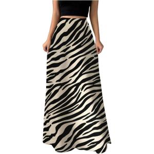 image:imageFloerns Womens Elegant Zebra Print Maxi Skirt Graphic Going Out Long SkirtsBlack