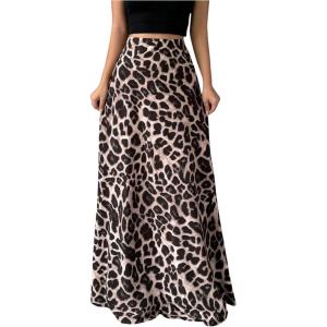 image:imageFloerns Womens Elegant Zebra Print Maxi Skirt Graphic Going Out Long SkirtsBrown