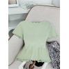 image:imageFloerns Womens 3D Floral Tops Knitted Short Sleeve Sweater V Neck Cute Pullover TopMint Green