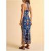 image:imageFloerns Womens Boho Criss Cross Halter Dress Sleeveless Tie Open Back Split Vacation Long DressesBlue
