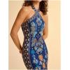 image:imageFloerns Womens Boho Criss Cross Halter Dress Sleeveless Tie Open Back Split Vacation Long DressesBlue