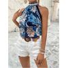 image:imageFloerns Womens Boho Floral Tie Back Halter Top Sleeveless Beach Vacation BlouseDark Blue