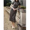 image:imageFloerns Womens Summer Floral Midi Dress Cut Out Mock Neck Bodycon Beach Vacation DressesBlack Multi