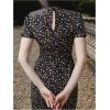 image:imageFloerns Womens Summer Floral Midi Dress Cut Out Mock Neck Bodycon Beach Vacation DressesBlack Multi