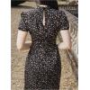 image:imageFloerns Womens Summer Floral Midi Dress Cut Out Mock Neck Bodycon Beach Vacation DressesBlack Multi