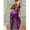 image:imageFloerns Womens 3 Piece Bikini Set Tie Dye Halter String Swimsuit with Beach Cover Up SkirtPurple
