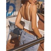 image:imageFloerns Womens Boho Textured Deep V Neck Tank Top Sleeveless Smocked Ruffle Fitted Crop TopsWhite