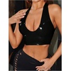 image:imageFloerns Womens PU Leather Halter Cropped Tank Backless Criss Cross Y2k Vest TopsBlack