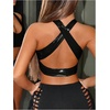 image:imageFloerns Womens PU Leather Halter Cropped Tank Backless Criss Cross Y2k Vest TopsBlack