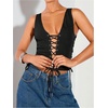 image:imageFloerns Womens Y2k Lace Up Front Tank Top Sleeveless V Neck Concert Outfit CamisoleBlack