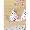 image:imageFloerns Womens 3 Piece Bathing Suit Triangle Halter Bikini Set with Beach SkirtWhite Cherry