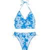 image:imageFloerns Womens Tankinis 2 Piece Floral Print Halter Tie Back Crop Top and Bottoms Bikini SetBlue