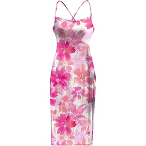 image:imageFloerns Womens Floral Cowl Neck Long Dress Spaghetti Strap Split Bodycon Beach DressesSoft Pink