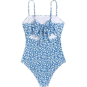 image:imageFloerns Womens One Piece Swimsuits Floral Cut Out Tie Back Cute Monokini SwimwearDusty Blue