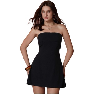 image:imageFloerns Womens Party Casual Spring Summer Strapless Mini Tube Dress Sleeveless Flared Vacation Bandeau Dresses 2026Black