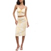 image:imageFloerns Womens 2 Piece Outfit Floral Print Tie Front Cami Top with Skirt SetYellow