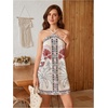 image:imageFloerns Womens Boho Floral Print Backless Cami Dress Sleeveless Vacation Short DressesBlack Multi
