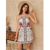 image:imageFloerns Womens Boho Floral Print Backless Cami Dress Sleeveless Vacation Short DressesBlack Multi