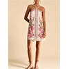 image:imageFloerns Womens Boho Floral Print Backless Cami Dress Sleeveless Vacation Short DressesLight Pink