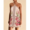 image:imageFloerns Womens Boho Floral Print Backless Cami Dress Sleeveless Vacation Short DressesLight Pink