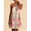 image:imageFloerns Womens Boho Floral Print Backless Cami Dress Sleeveless Vacation Short DressesLight Pink