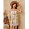 image:imageFloerns Womens Boho Floral Print Backless Cami Dress Sleeveless Vacation Short DressesPink Multi