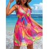 image:imageFloerns Womens Boho Floral Print Cover Up Dress Summer Sleeveless V Neck Short Dresses SwimwearHot Pink