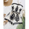 image:imageFloerns Womens Boho Floral Strapless Jumpsuit Sleeveless Vacation Short Belted RomperBlack and White