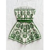 image:imageFloerns Womens Boho Floral Strapless Jumpsuit Sleeveless Vacation Short Belted RomperGrass Green
