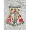 image:imageFloerns Womens Boho Floral Strapless Jumpsuit Sleeveless Vacation Short Belted RomperMint Green