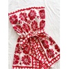 image:imageFloerns Womens Boho Floral Strapless Jumpsuit Sleeveless Vacation Short Belted RomperRed