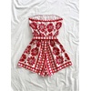 image:imageFloerns Womens Boho Floral Strapless Jumpsuit Sleeveless Vacation Short Belted RomperRed