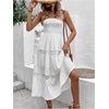 image:imageFloerns Womens Boho Tube Top Strapless Flowy Midi Dress Sleeveless Ruffle Hem Vacation DressesWhite