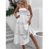 image:imageFloerns Womens Boho Tube Top Strapless Flowy Midi Dress Sleeveless Ruffle Hem Vacation DressesWhite