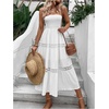 image:imageFloerns Womens Boho Tube Top Strapless Flowy Midi Dress Sleeveless Ruffle Hem Vacation DressesWhite