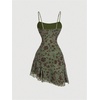 image:imageFloerns Womens Butterfly Ruched Beach Summer Dress Asymmetrical Cami Short DressArmy Green