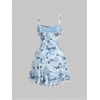 image:imageFloerns Womens Butterfly Ruched Beach Summer Dress Asymmetrical Cami Short DressBlue